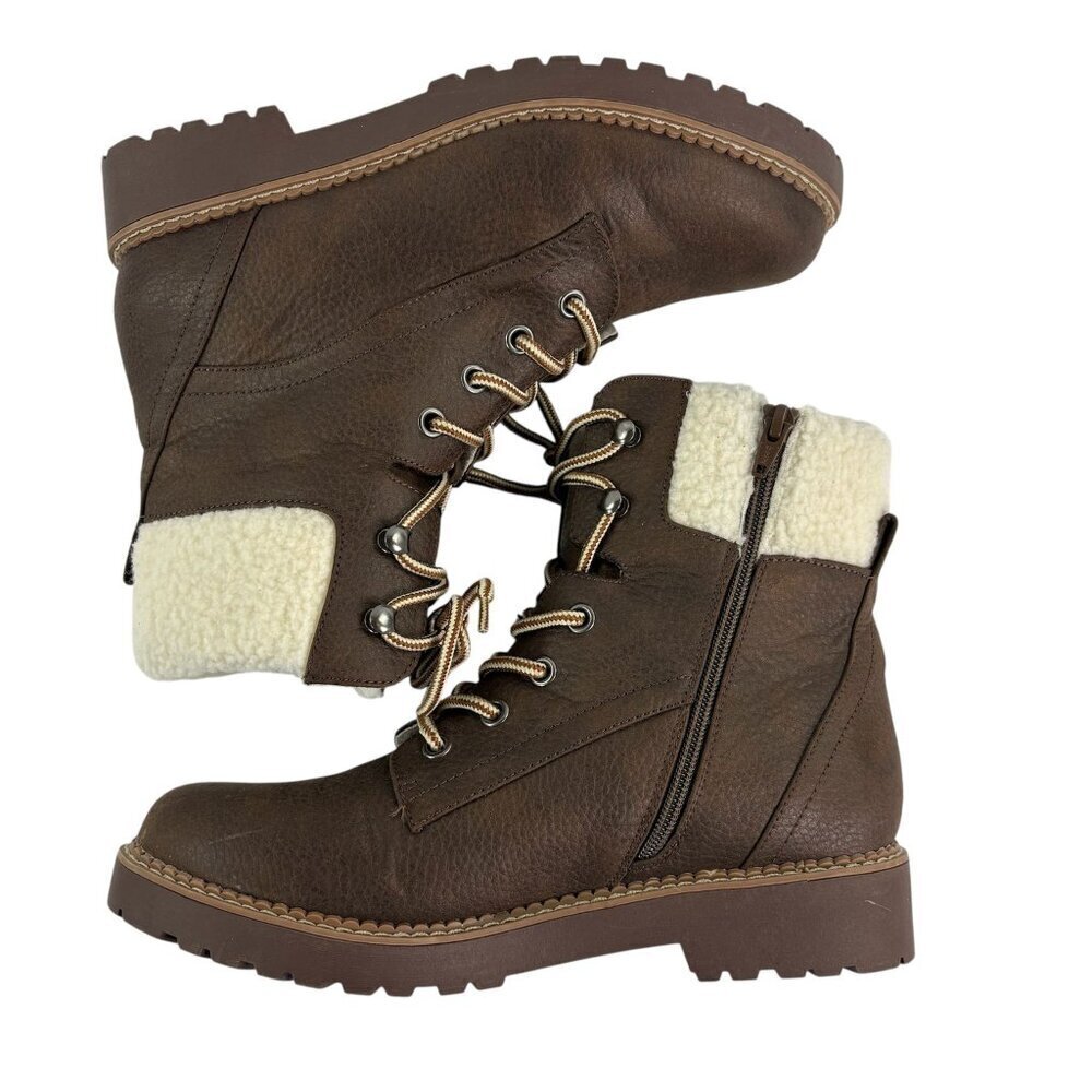 Magellan Outdoors Faux Suede Fur Lined Lace-Up Boots – Brown, Size 10M - Picture 12 of 13